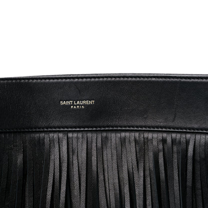 Saint Laurent Suede Calfskin Large Grace Fringed Hobo Bag Rope Black 9 of 9