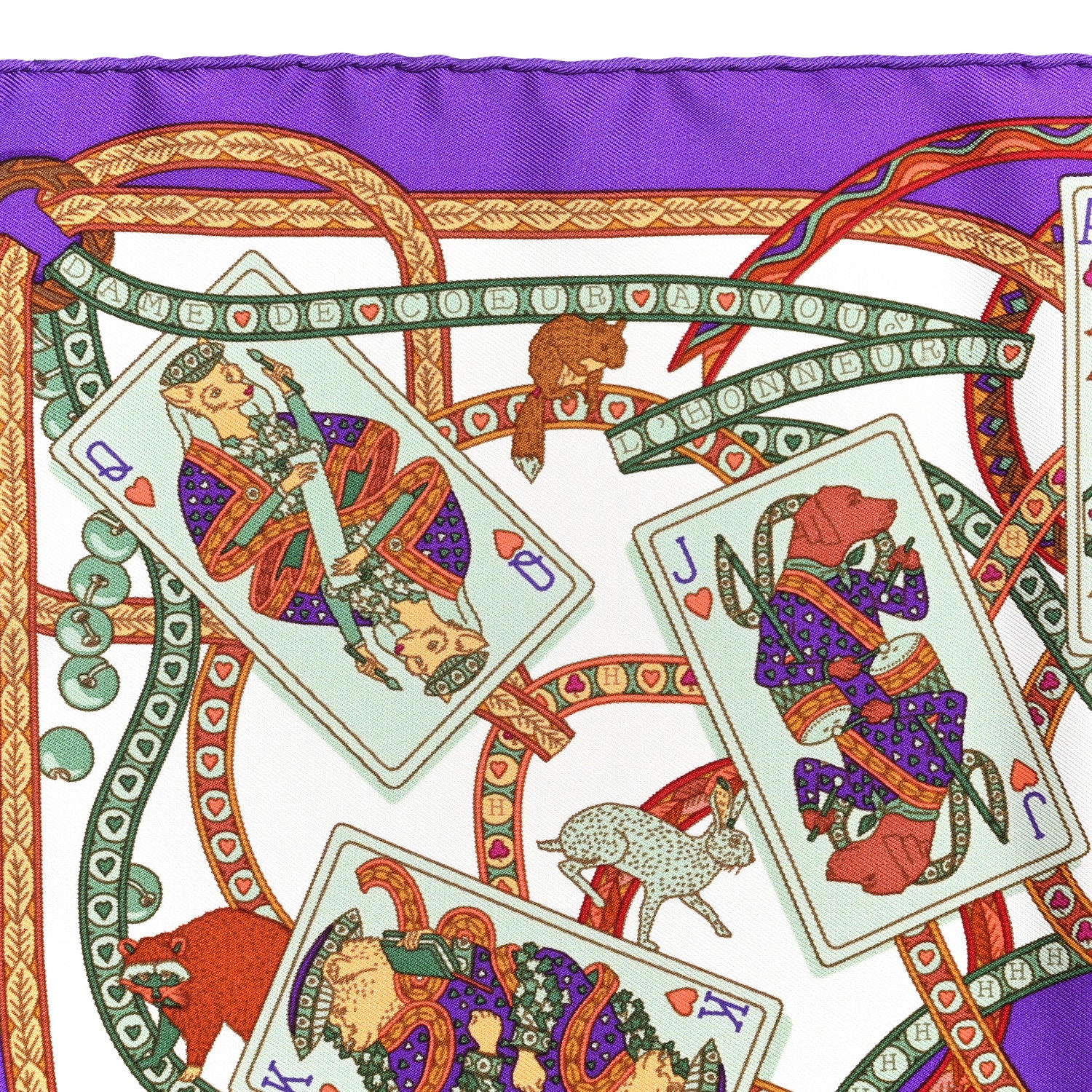 Hermes Silk Twill Dame de Coeur Pocket Square Scarf 5 of 5