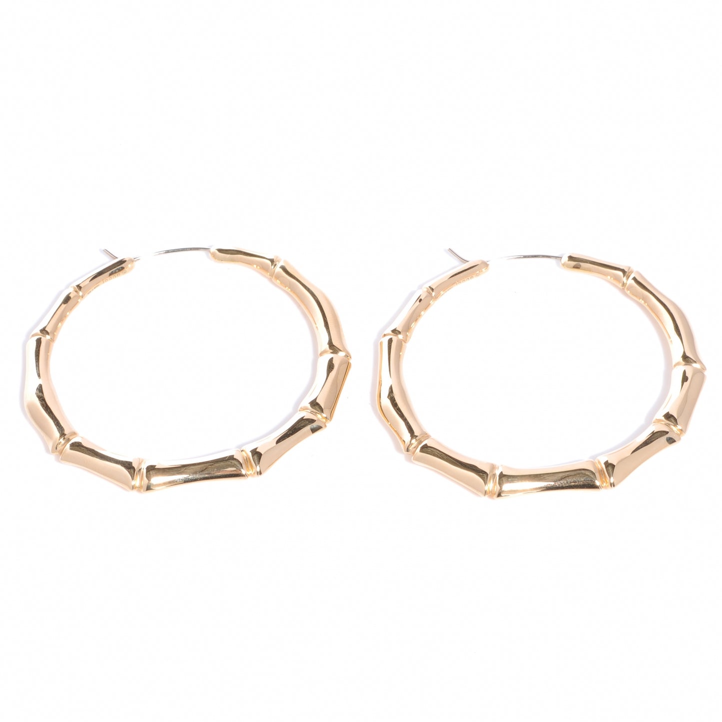 18K Yellow Gold Bamboo Hoop Earrings