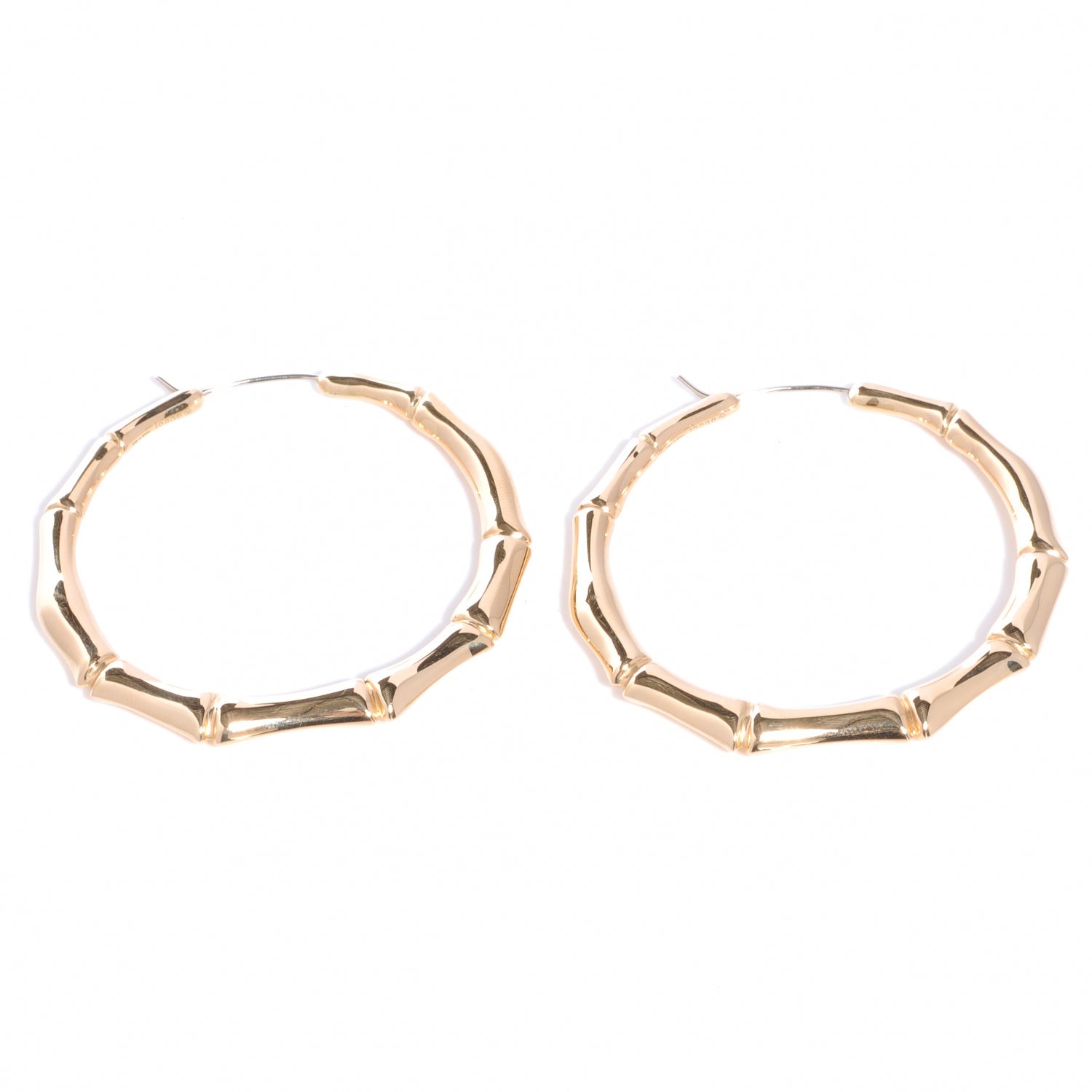 Gucci 18K Yellow Gold Bamboo Hoop Earrings 1 of 5
