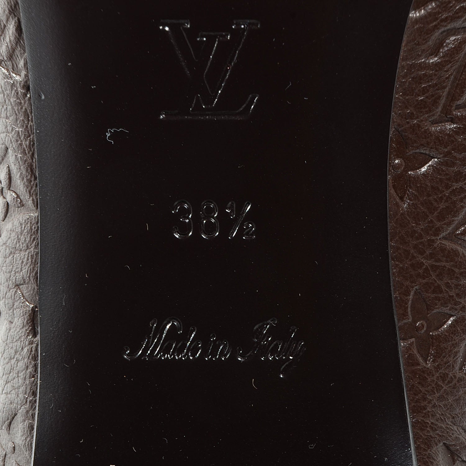 Louis Vuitton Calfskin Embossed Monogram Debbie Ballerina Flats 38.5 Brown 6 of 7
