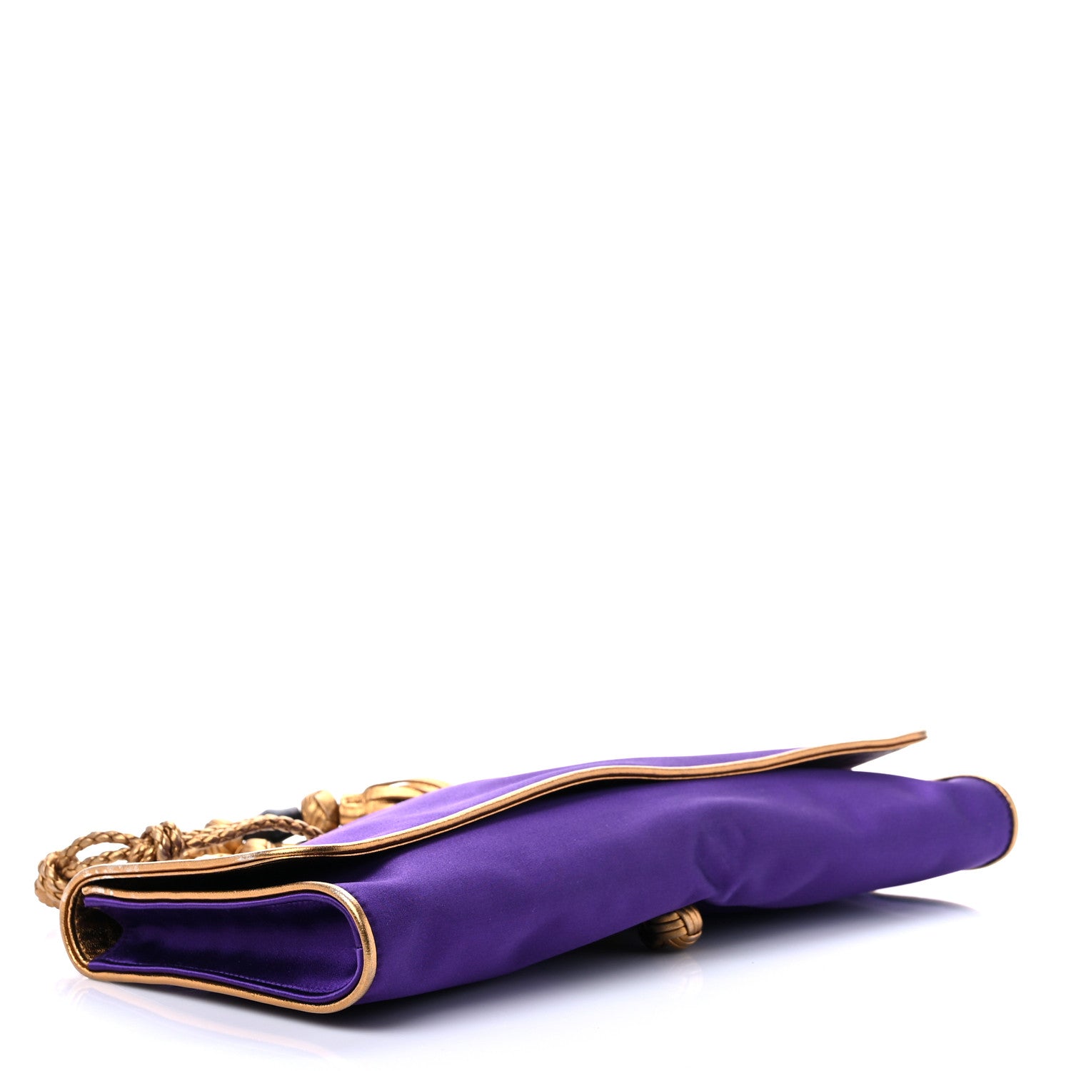 Gucci Satin Malika Clutch Purple Gold 3 of 9