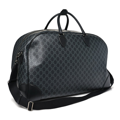 Gucci GG Supreme Monogram Calfskin GG Emblem Large Duffle Bag Black Grey 2 of 9