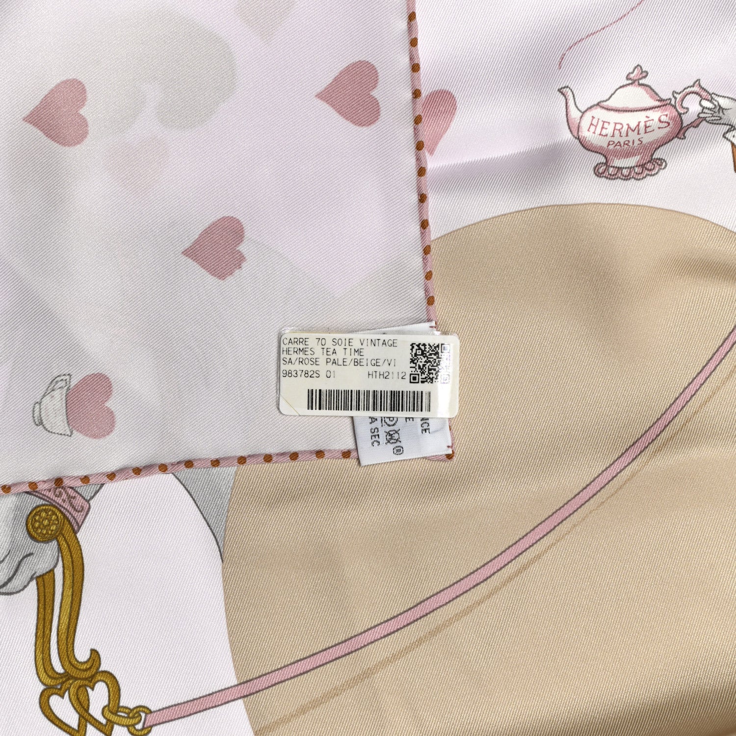 Hermes Silk Hermes Tea Time Scarf 70 Rose Pale Beige 5 of 5