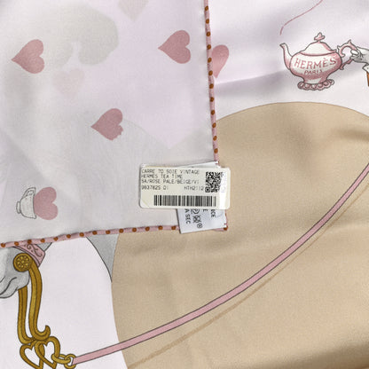 Hermes Silk Hermes Tea Time Scarf 70 Rose Pale Beige 5 of 5