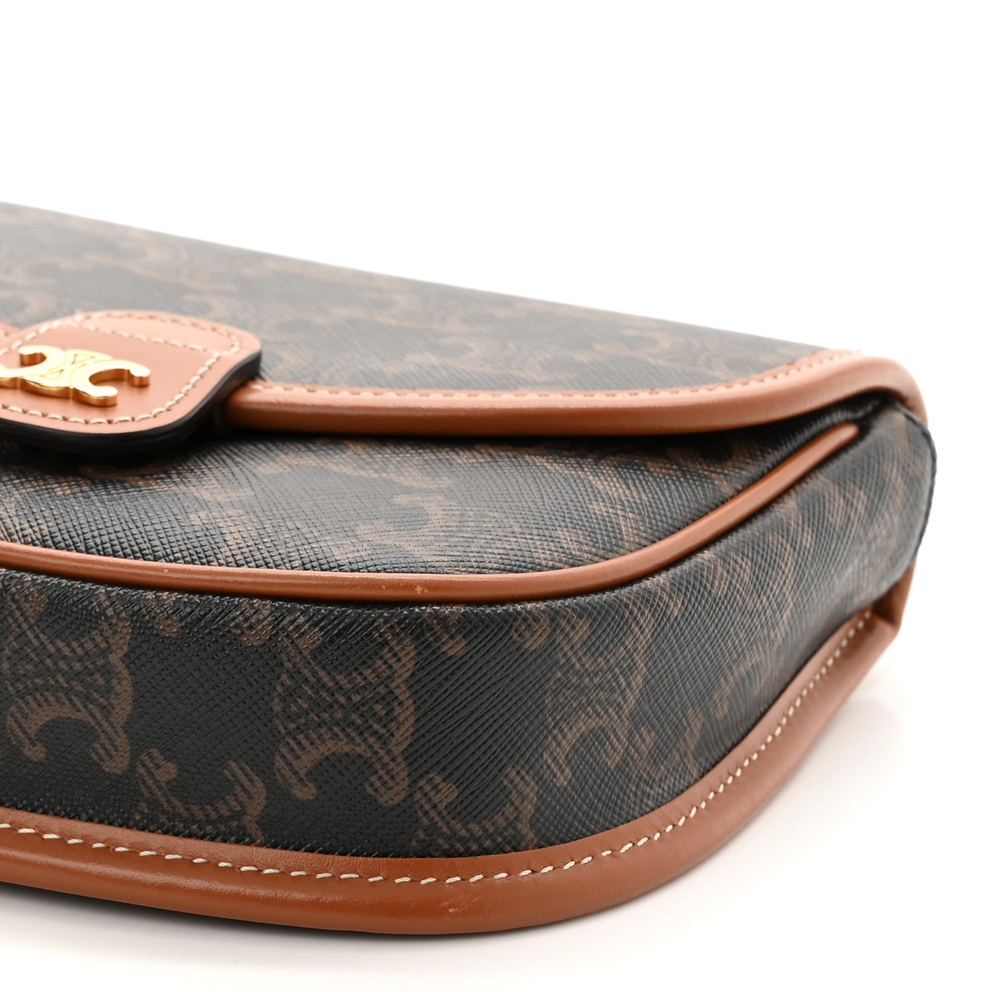 Canvas Calfskin Triomphe Mini Besace Tan