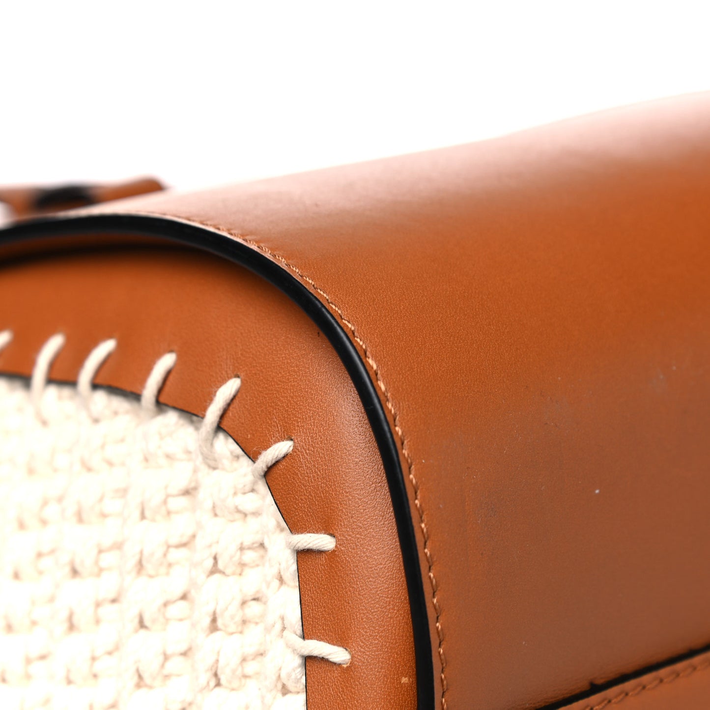 Calfskin Crochet Small Hammock Shoulder Bag Tan Natural