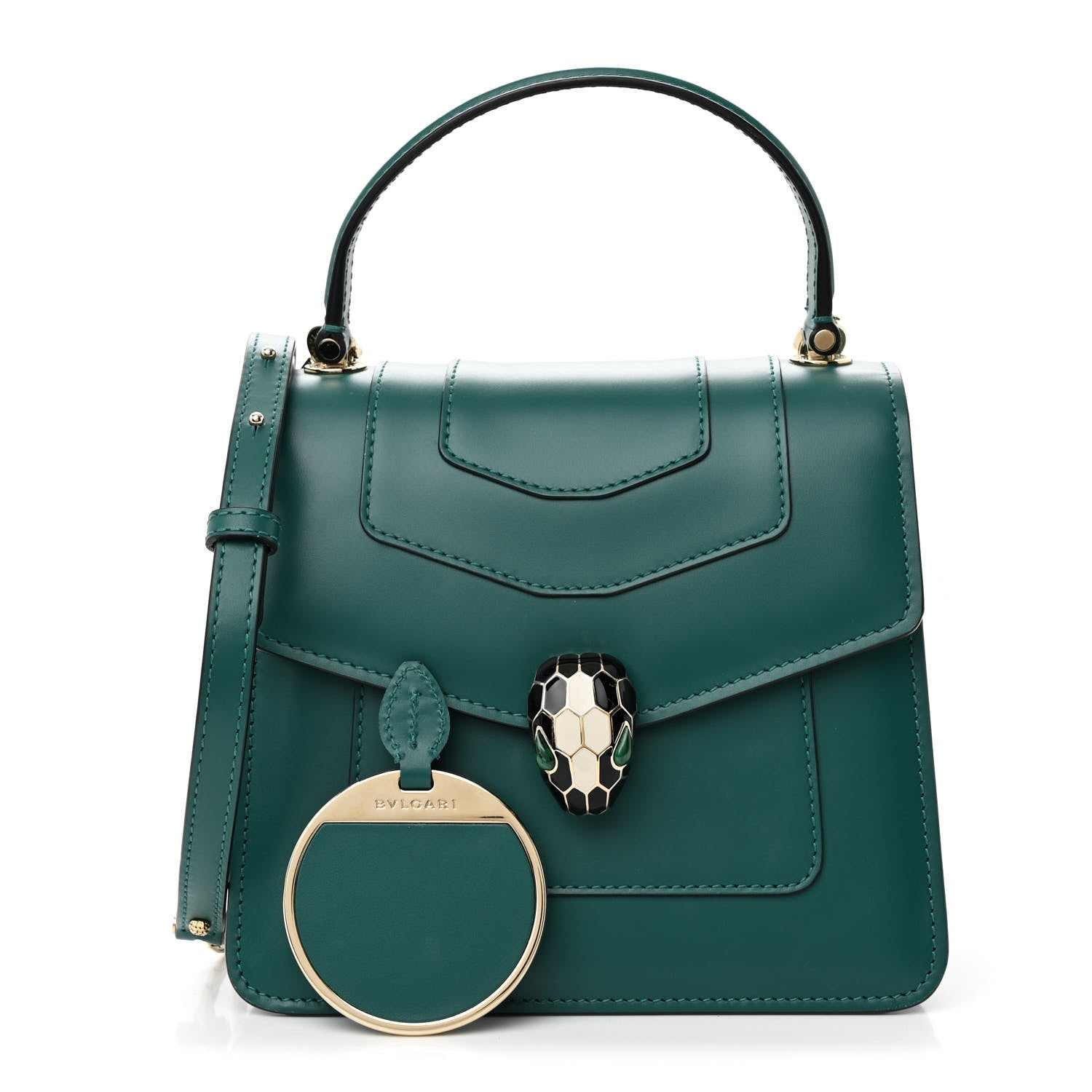 Bulgari Calfskin Serpenti Forever Top Handle Emerald Green 3 of 13