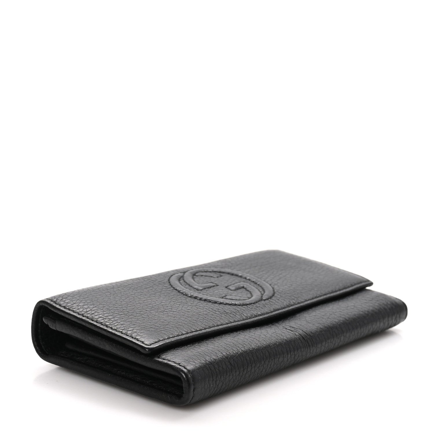 Gucci Pebbled Calfskin Large Soho Continental Wallet Black 4 of 9