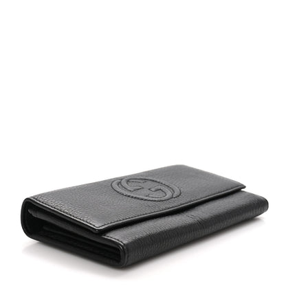 Gucci Pebbled Calfskin Large Soho Continental Wallet Black 4 of 9