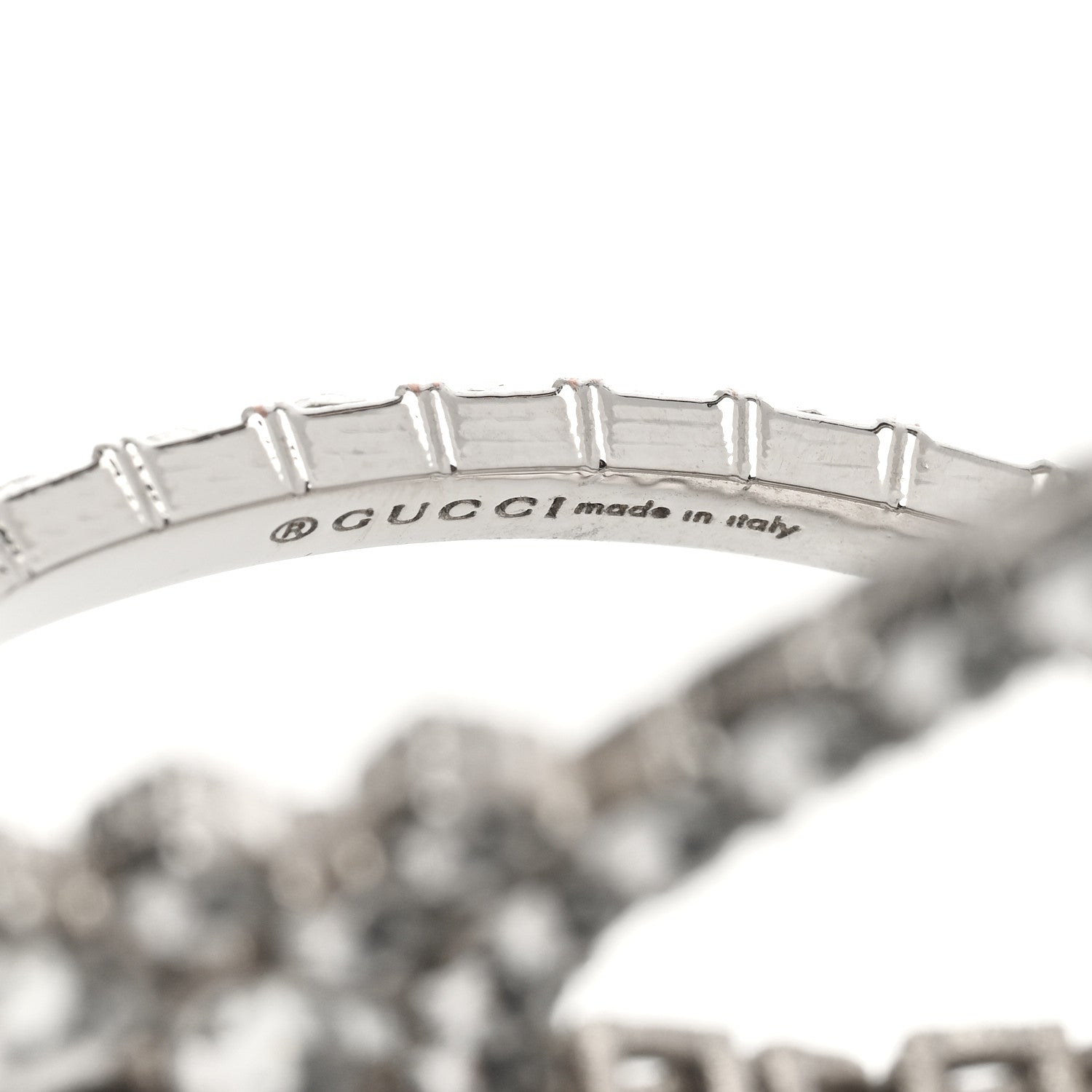 Gucci Metal Crystal Interlocking G Flower Ring S Silver 5 of 7