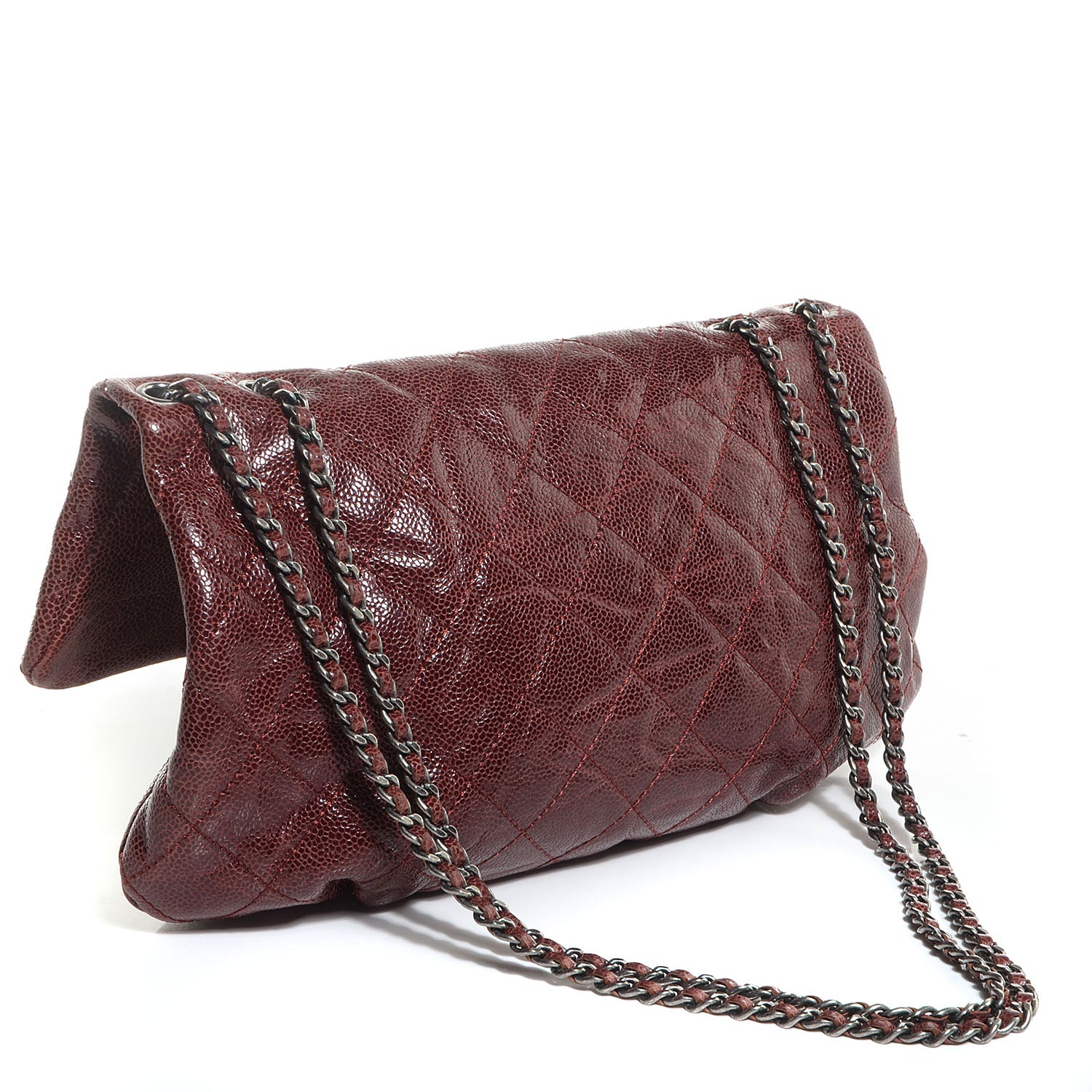 Chanel Grained Calfskin Quilted Medium Elastic Flap Bordeaux 3 of 8