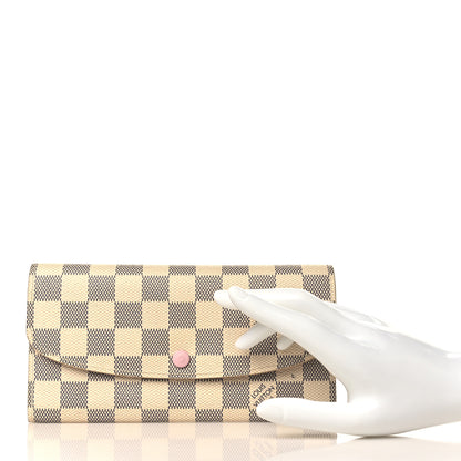 Louis Vuitton Damier Azur Emilie Wallet Rose Ballerine 2 of 8