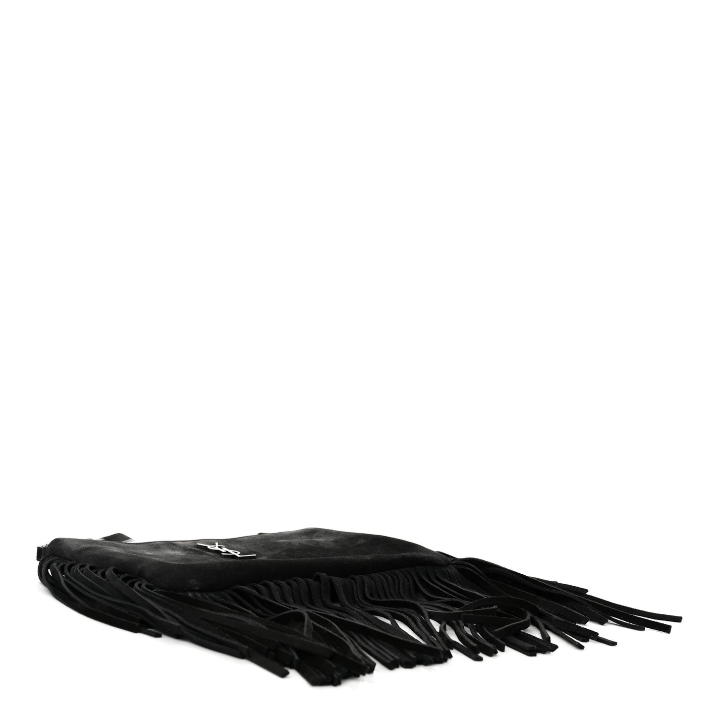 Suede Calfskin Small Fringe Crossbody Bag Black
