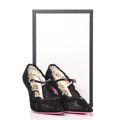 Gucci Lace Pizzo Venice Pumps 37.5 Black 15 of 16
