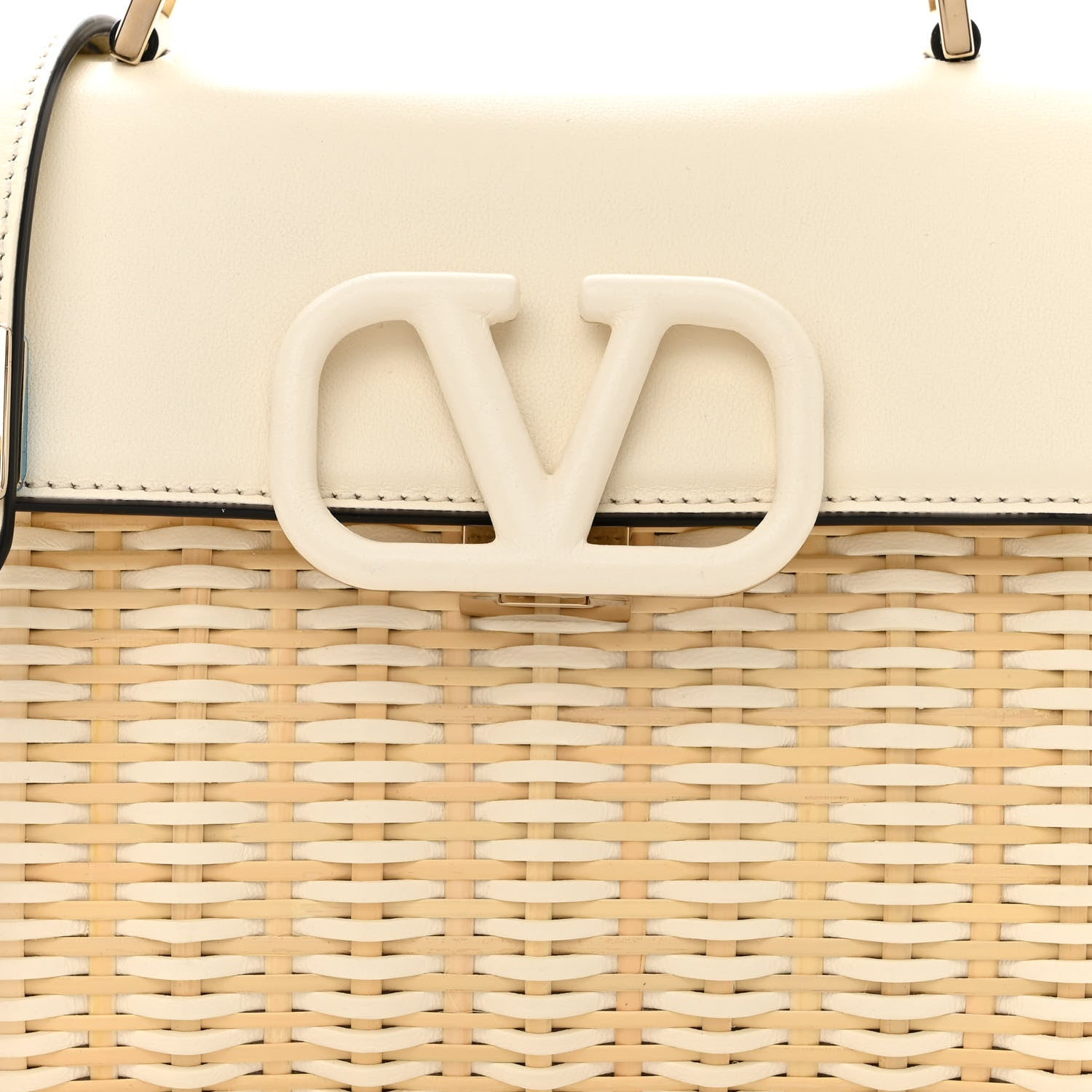 Valentino Garavani Wicker Calfskin Small VSling Top Handle Bag Natural White 7 of 11