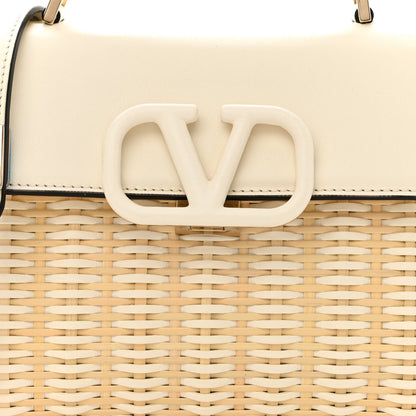 Valentino Garavani Wicker Calfskin Small VSling Top Handle Bag Natural White 7 of 11