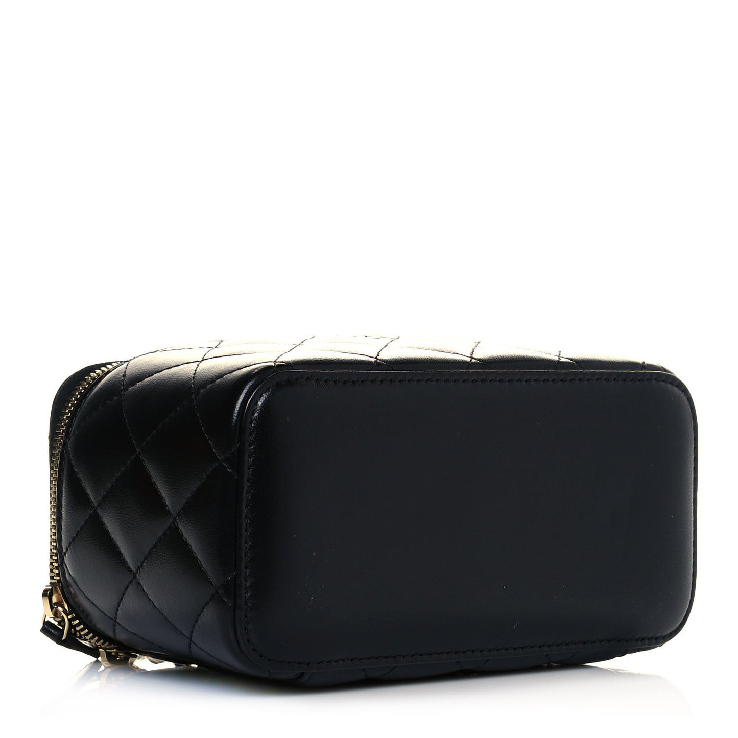 Lambskin Quilted Small Vanity Case With Chain Black