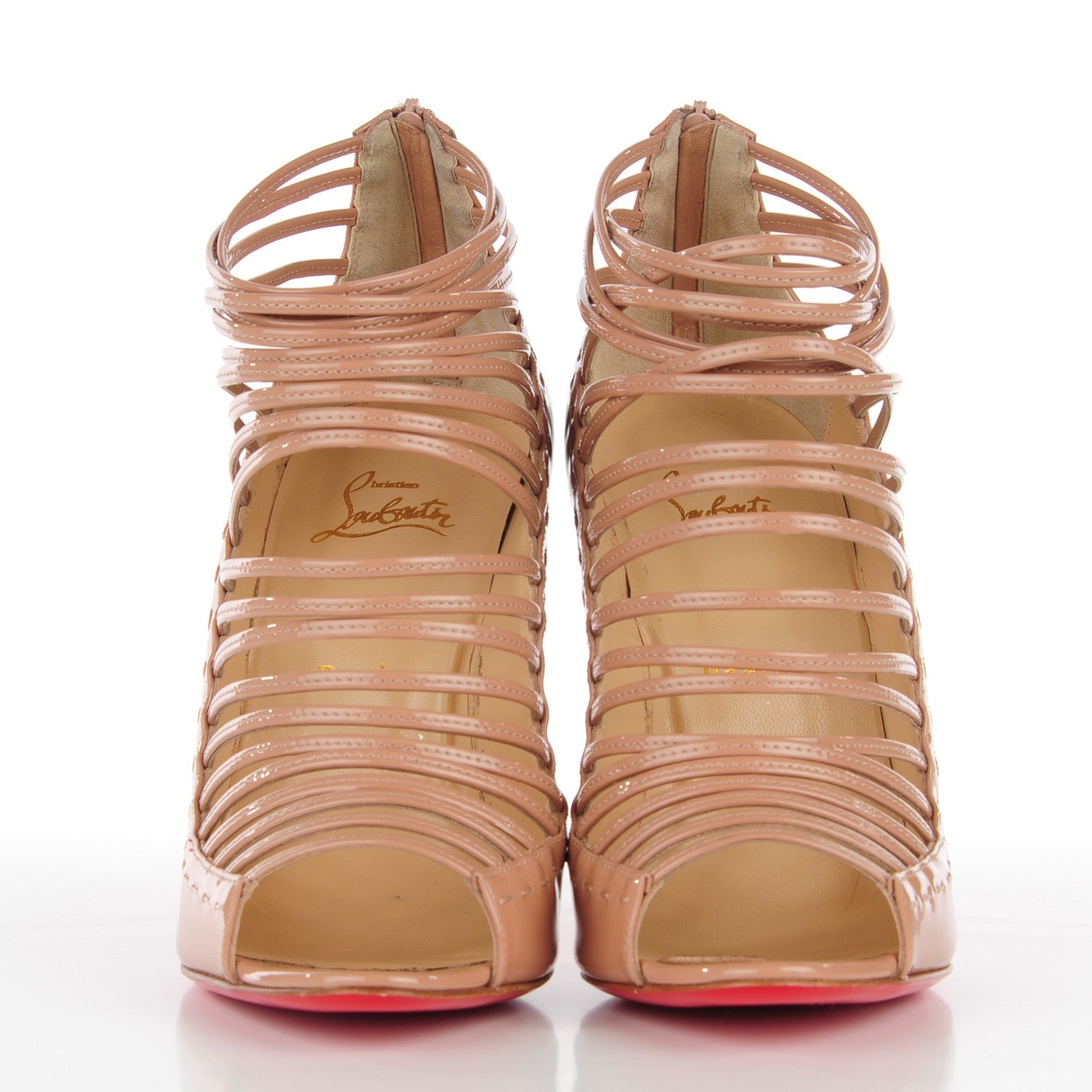 Christian Louboutin Patent Gortika 100 Strappy Sandals 40 Nude 2 of 8