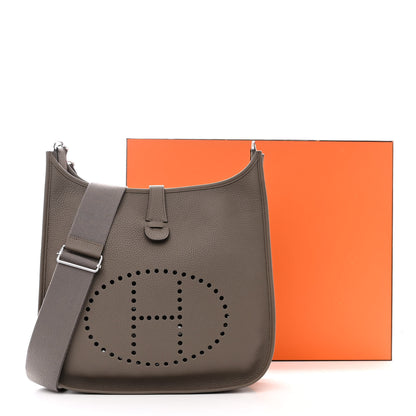 Hermes Taurillon Clemence Evelyne III PM Etain 10 of 10