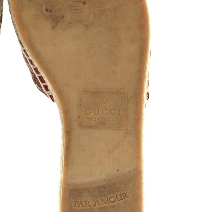 Gucci Monogram Matelasse GG Marmont Espadrille 20mm Slide Sandals 37.5 Beige Ebony New Cherry Red 8 of 14