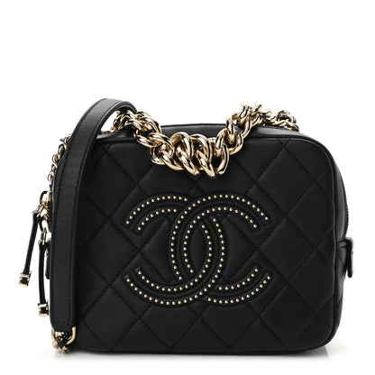 Chanel Lambskin Quilted Studded Quilted Vanity Case With Chain Black 1 of 10