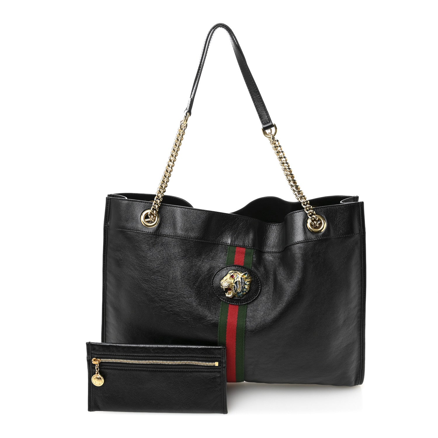 Gucci Calfskin Large Rajah Chain Tote Black 3 of 12