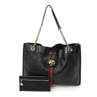 Gucci Calfskin Large Rajah Chain Tote Black 3 of 12