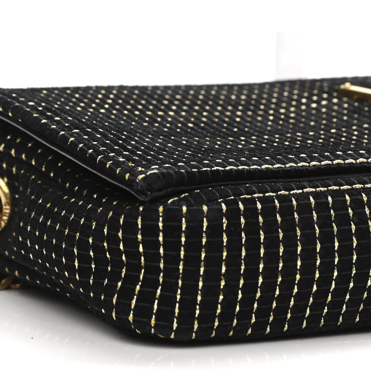 Suede Contrast Stitching Monogram Kate 99 Black