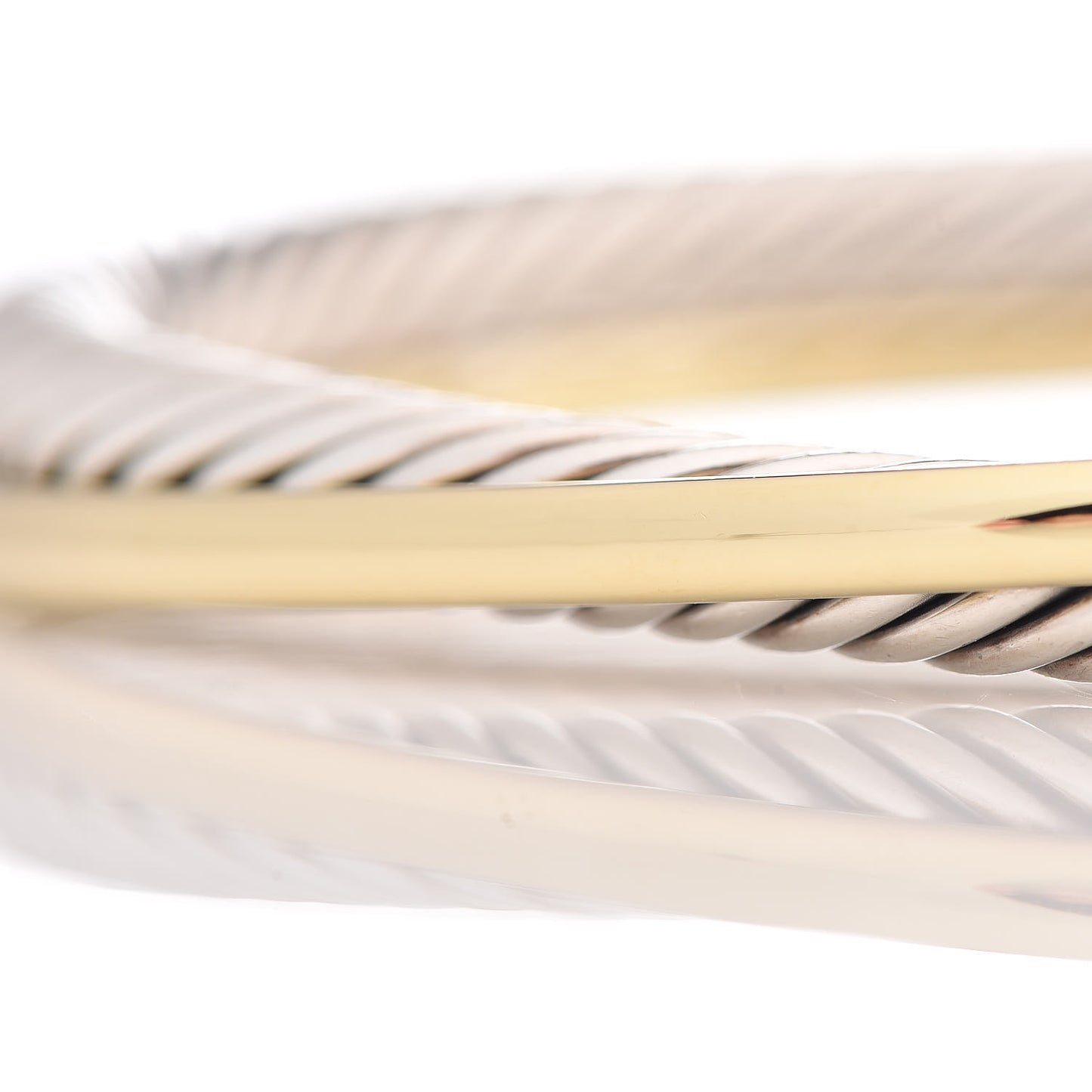 Sterling Silver 18K Yellow Gold 5mm Crossover Cuff Bracelet
