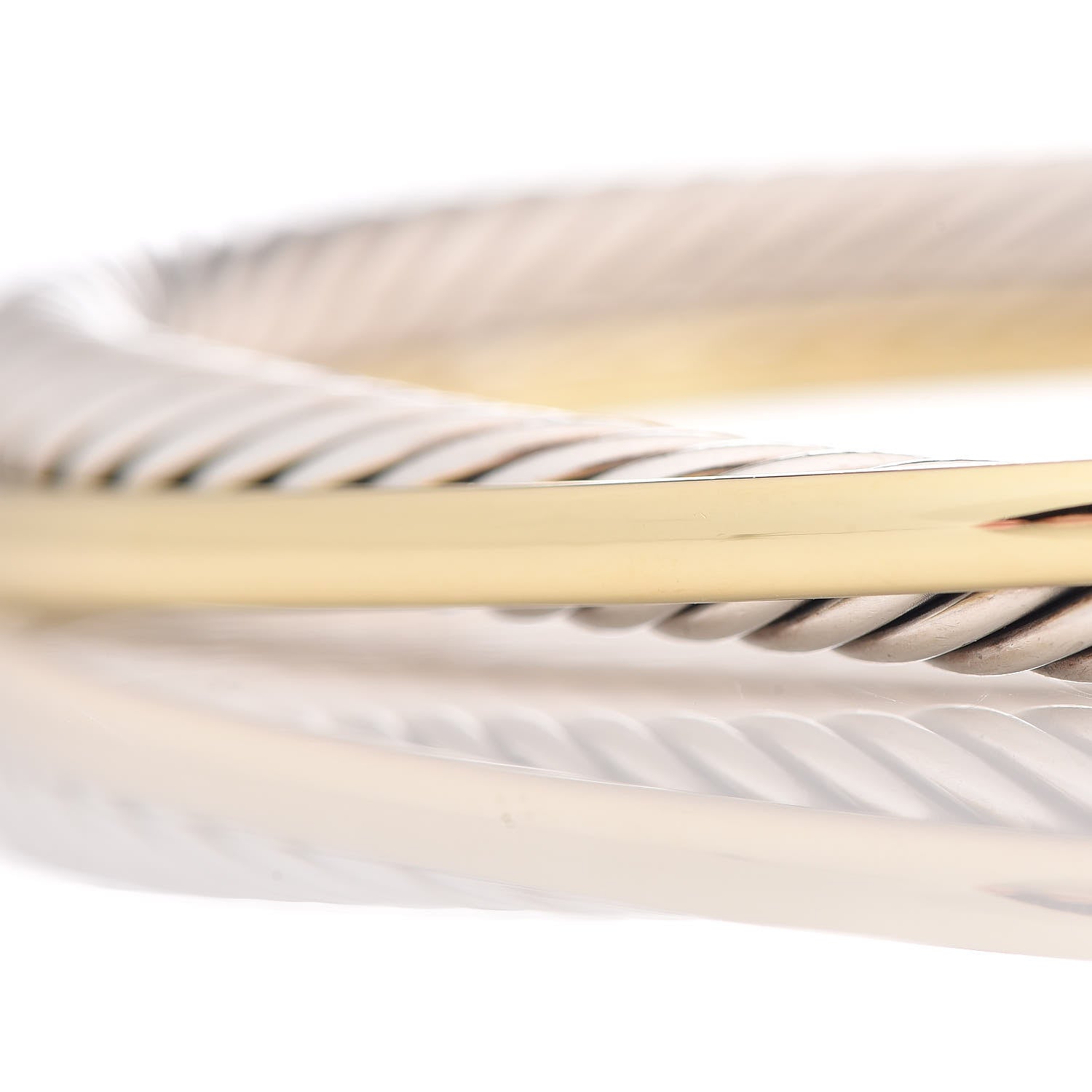 David Yurman Sterling Silver 18K Yellow Gold 5mm Crossover Cuff Bracelet 6 of 8