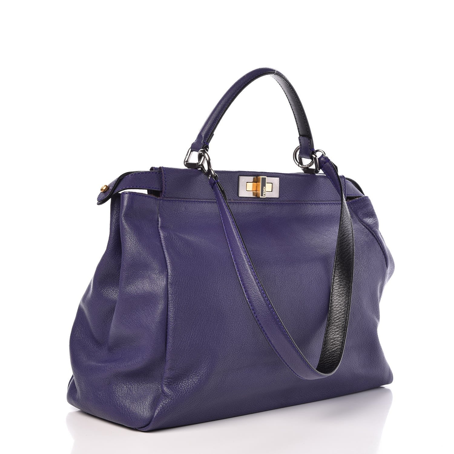 Fendi Goatskin Zucca Large Peekaboo Iconic Satchel Purple 5 of 10