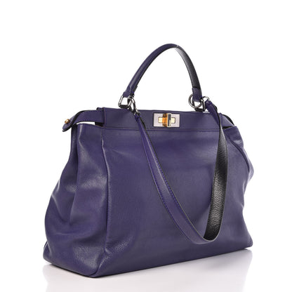 Fendi Goatskin Zucca Large Peekaboo Iconic Satchel Purple 5 of 10