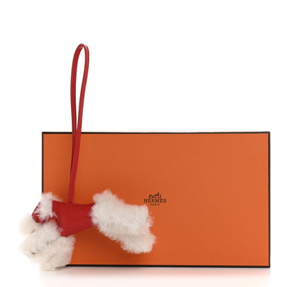 Hermes Milo Lambskin Shearling Budy Charm Rouge Radieux 4 of 4