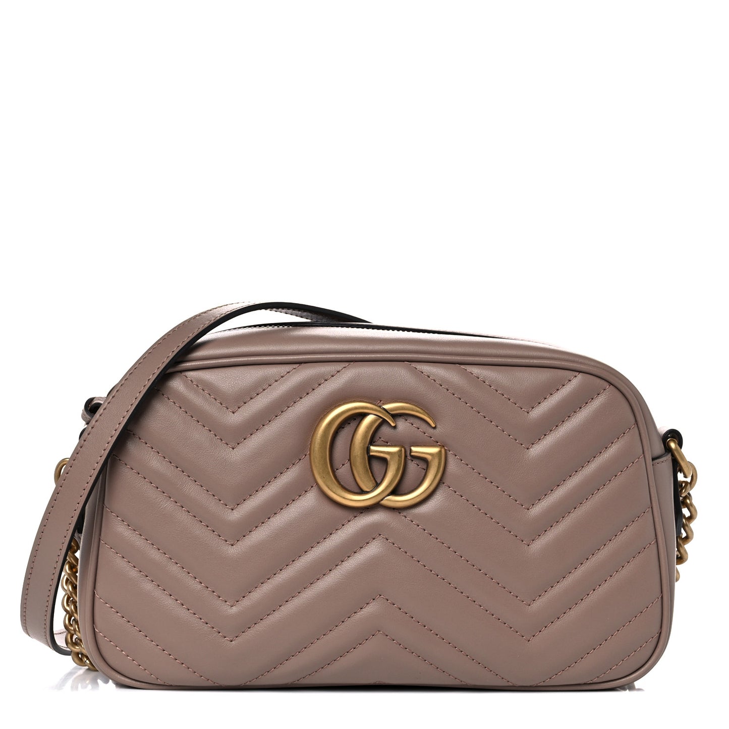 Calfskin Matelasse Small GG Marmont Chain Shoulder Bag Porcelain Rose