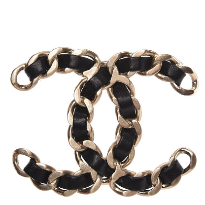 Chanel Lambskin Chain CC Brooch Black Gold 1 of 6