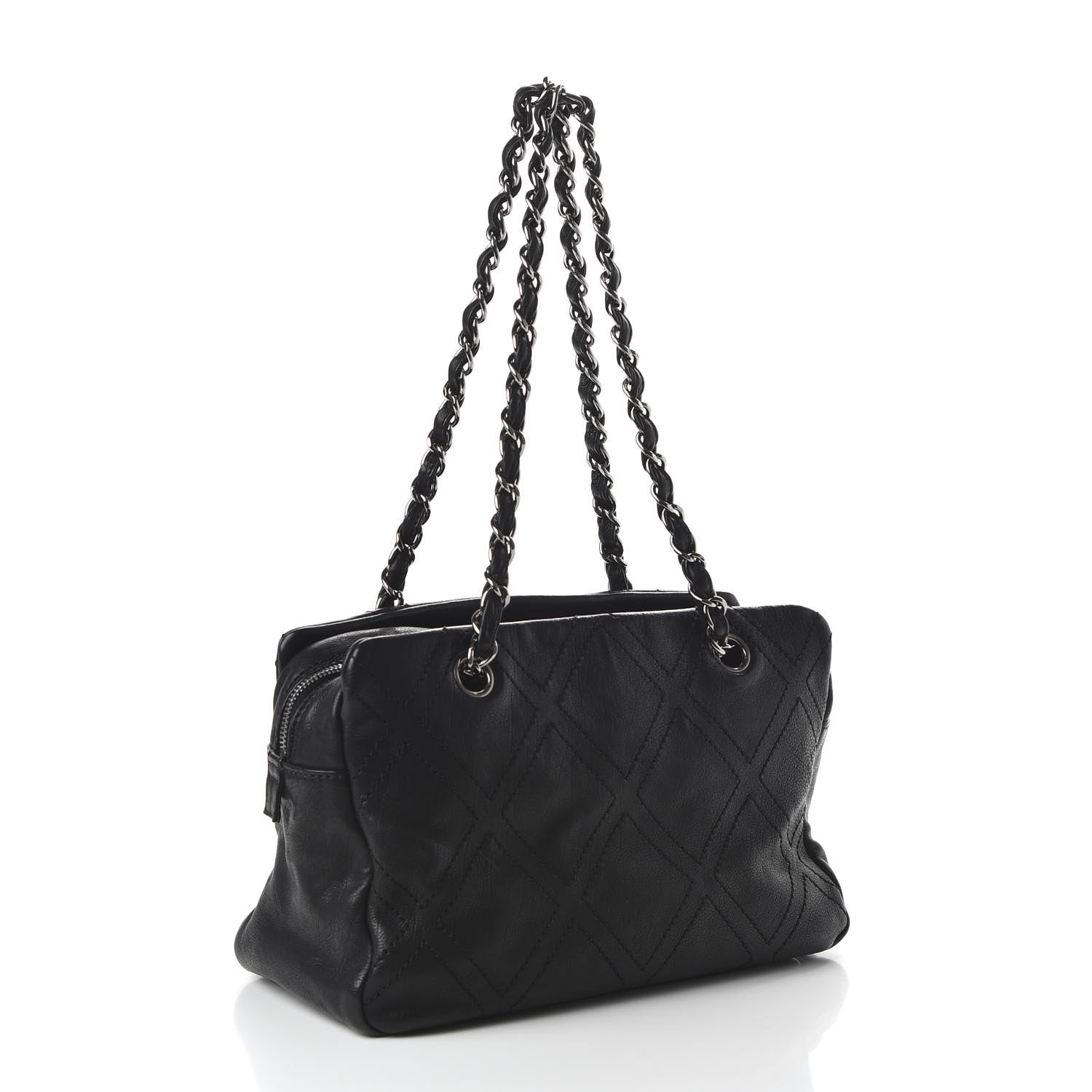 Chanel Calfskin Diamond Stitch Tote Black 3 of 10