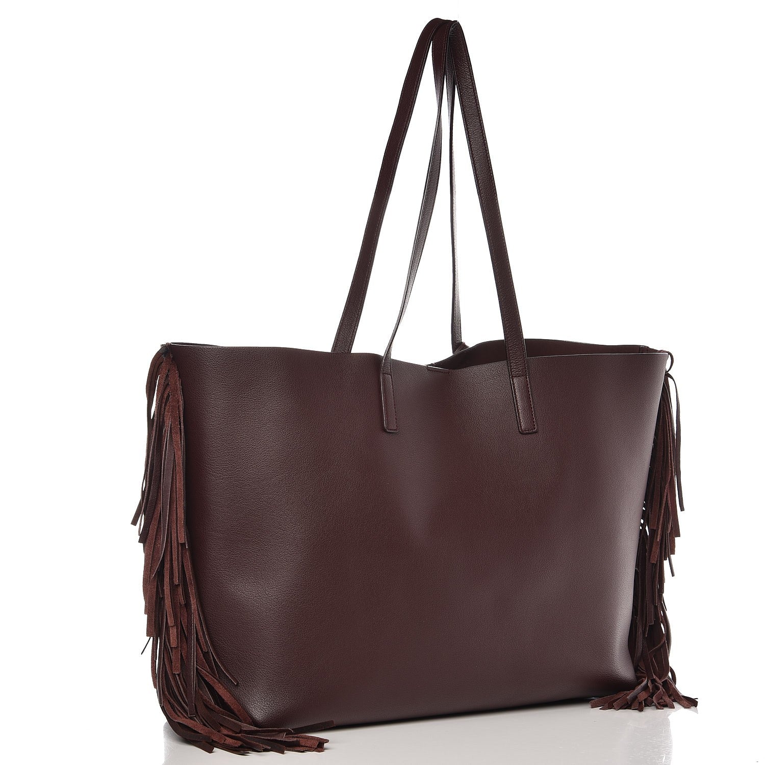 Saint Laurent Calfskin Large Fringe Shopping Tote Amaranto 4 of 7