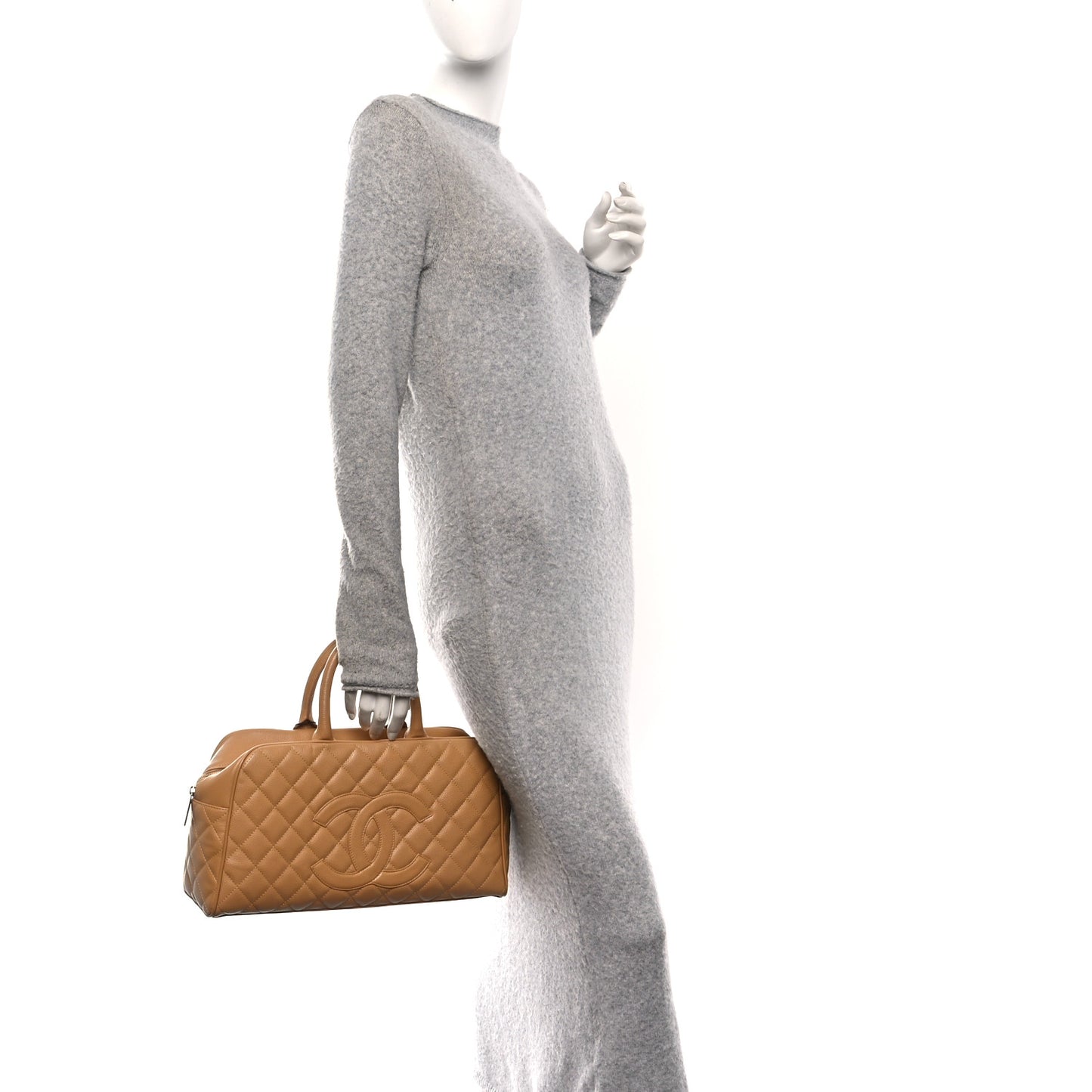 Raffia Calfskin Triomphe Teen Panier Tan