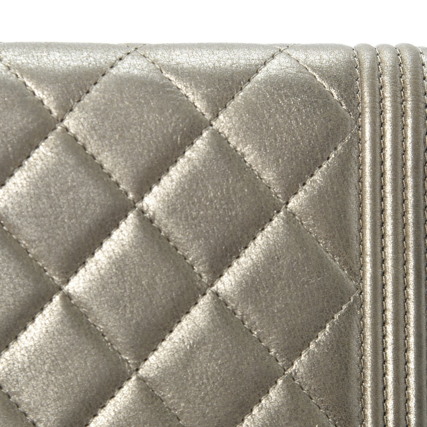 Metallic Lambskin Quilted Boy Wallet On Chain WOC Gold
