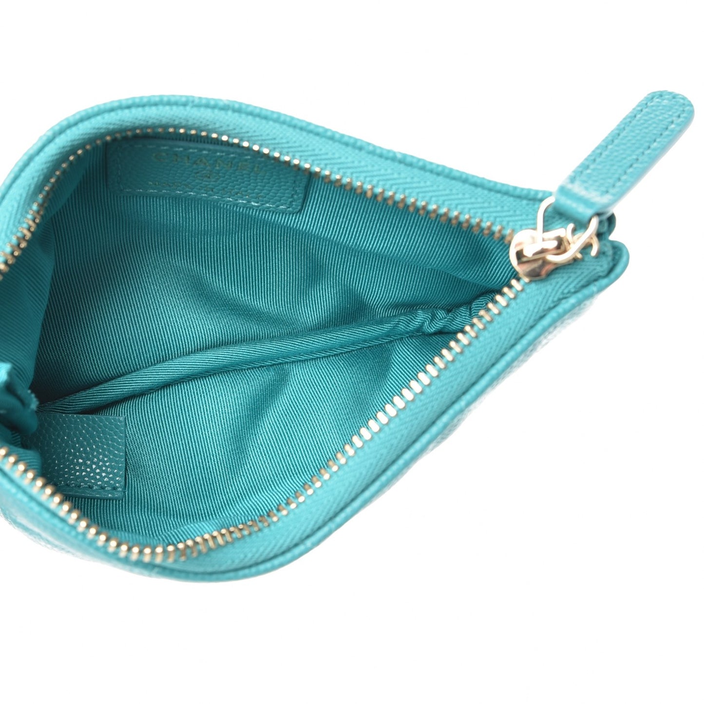 Caviar Quilted Small Cosmetic Case Turquoise