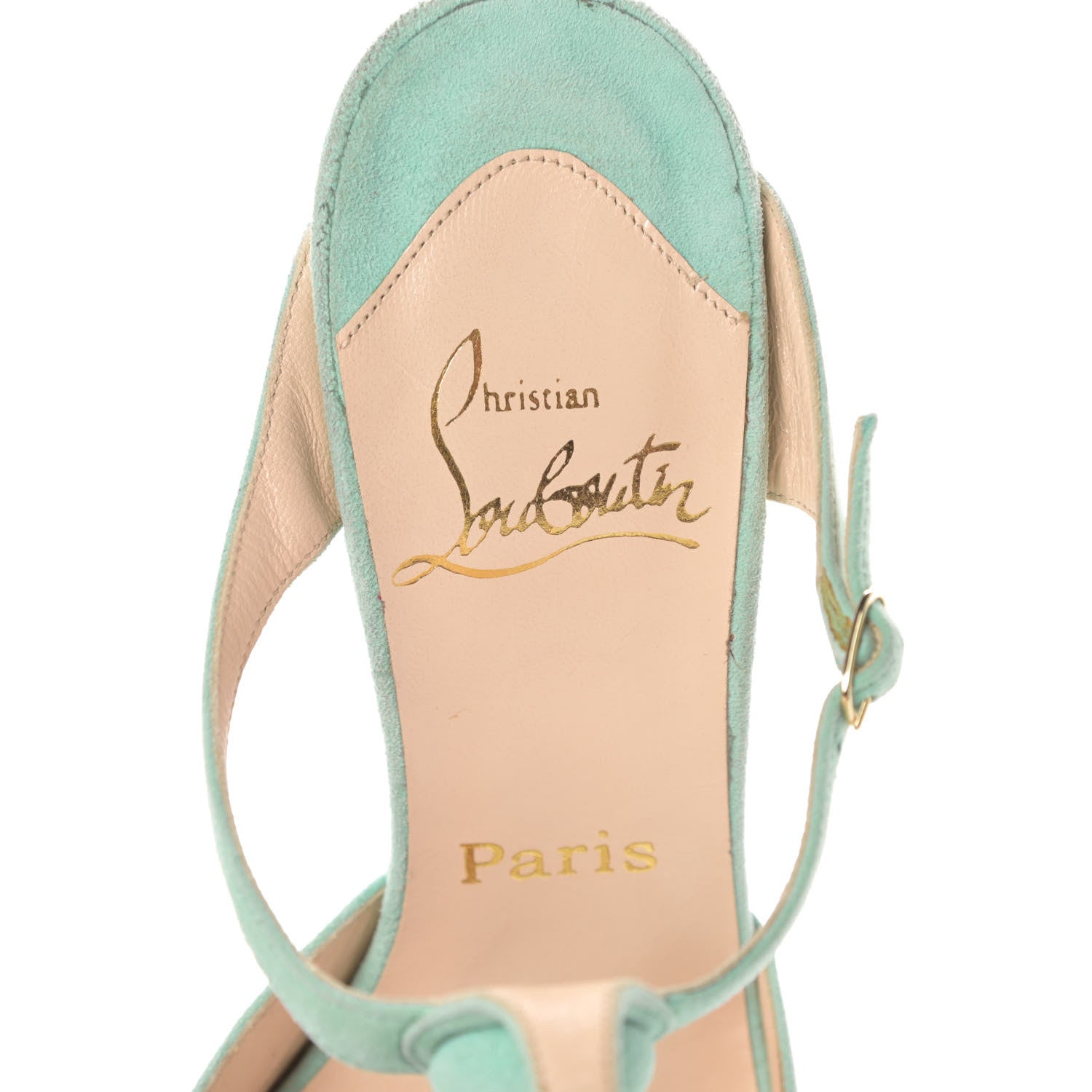 Christian Louboutin Suede Open Toe 100 Cage Sandals 37 Opal 7 of 9