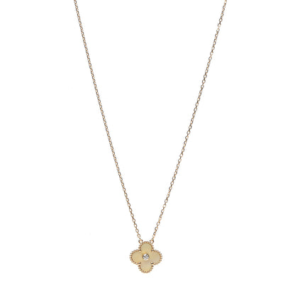 Van Cleef & Arpels 18K Yellow Gold Diamond Yellow Mother of Pearl Vintage Alhambra Pendant Necklace 1 of 7