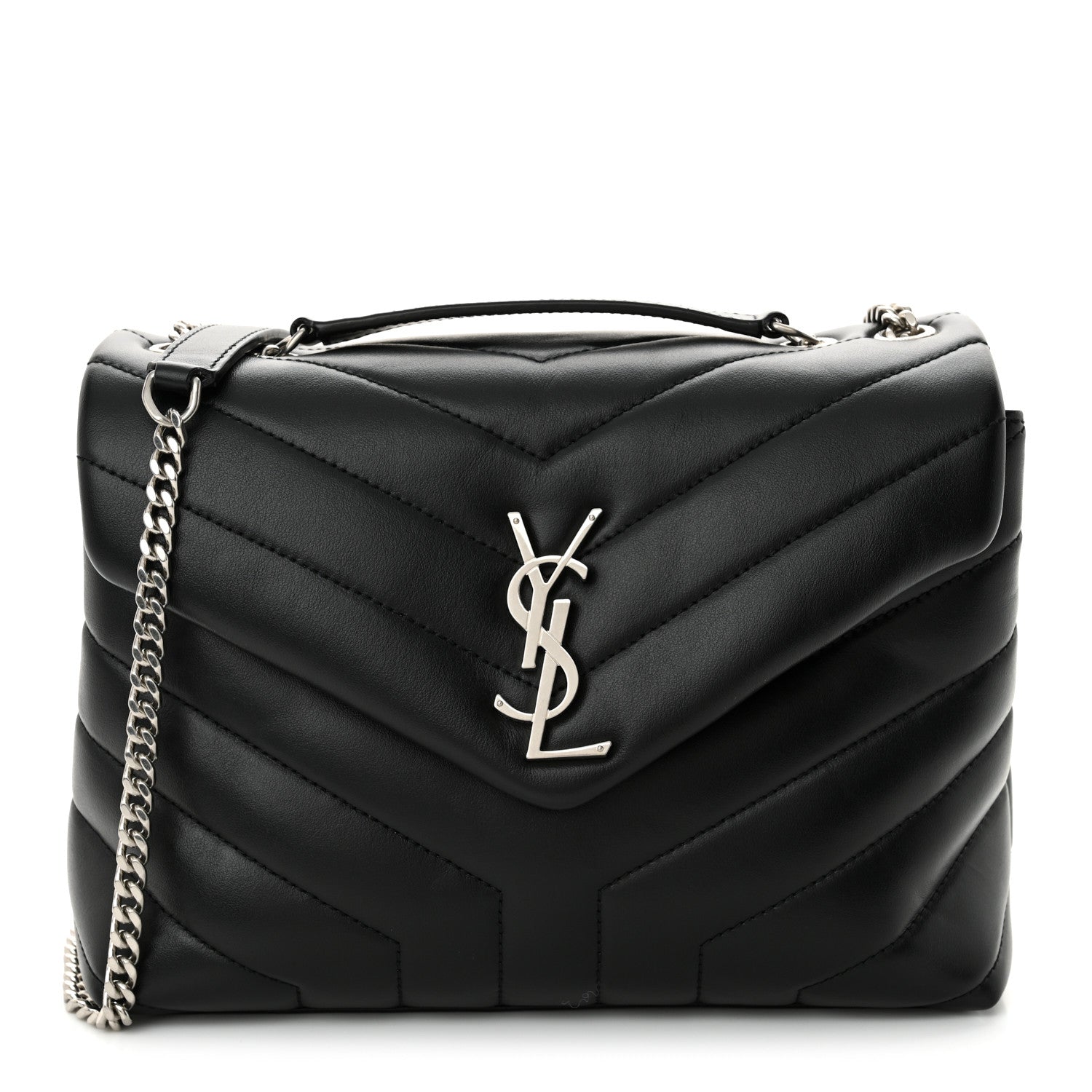 Saint Laurent Calfskin Y Quilted Monogram Small Loulou Crossbody Bag Black 1 of 10