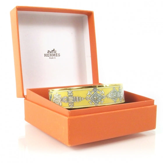 Enamel BRACELET Bangle Birds Yellow