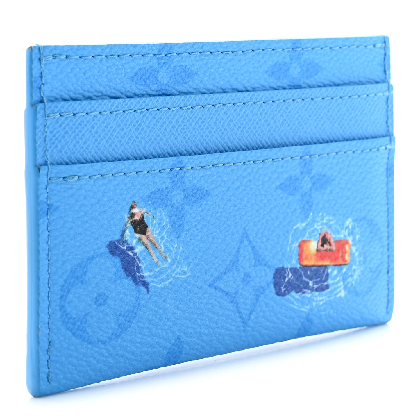 Monogram Double Card Holder Blue lagoon