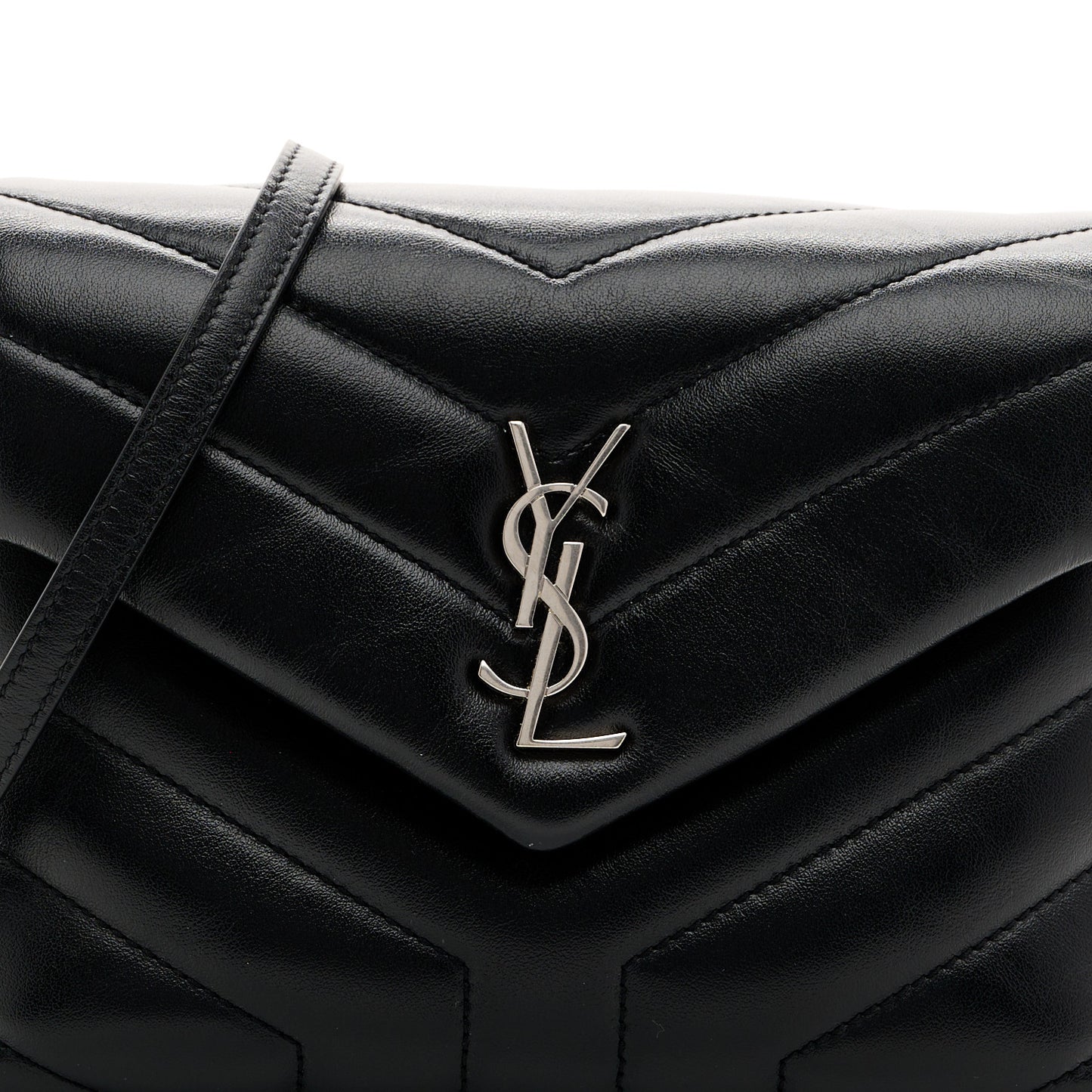 Calfskin Y Quilted Monogram Toy Loulou Crossbody Bag Black