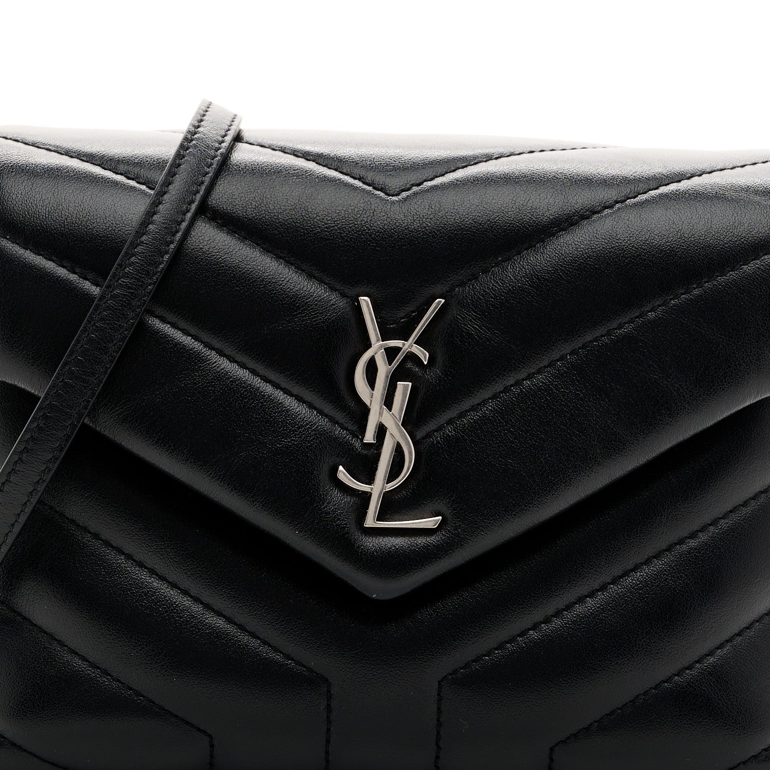 Saint Laurent Calfskin Y Quilted Monogram Toy Loulou Crossbody Bag Black 8 of 11