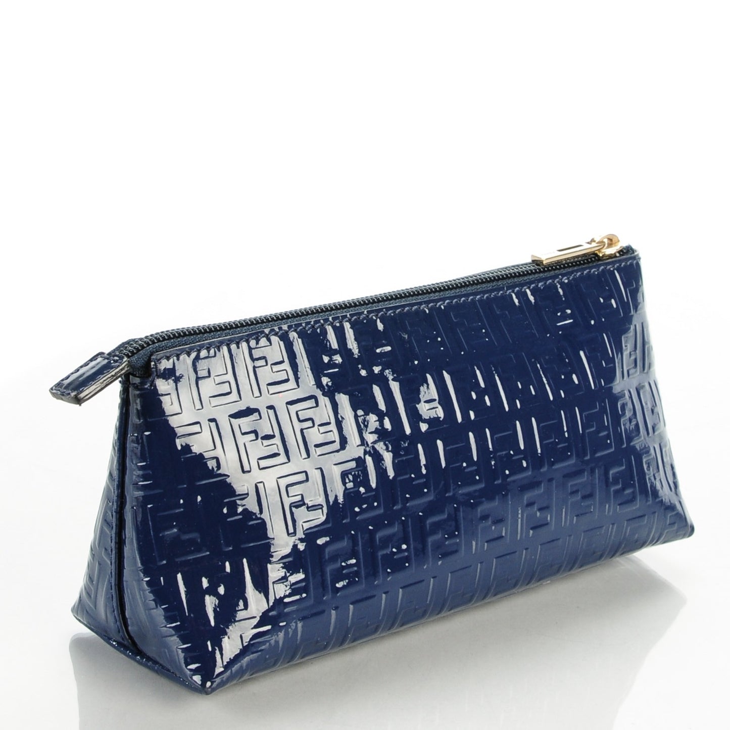 Patent FF Embossed Large Cosmetic Pouch Navy