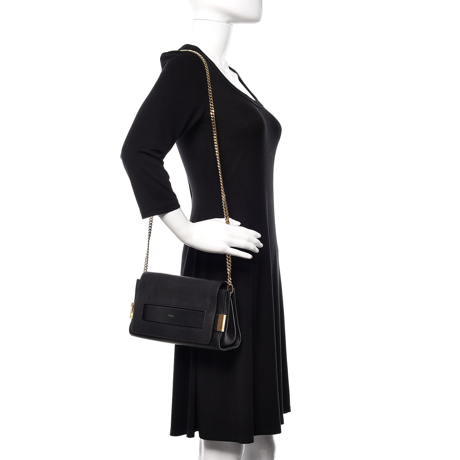 Chloe Lambskin Medium Elle Chain Clutch Black 2 of 9